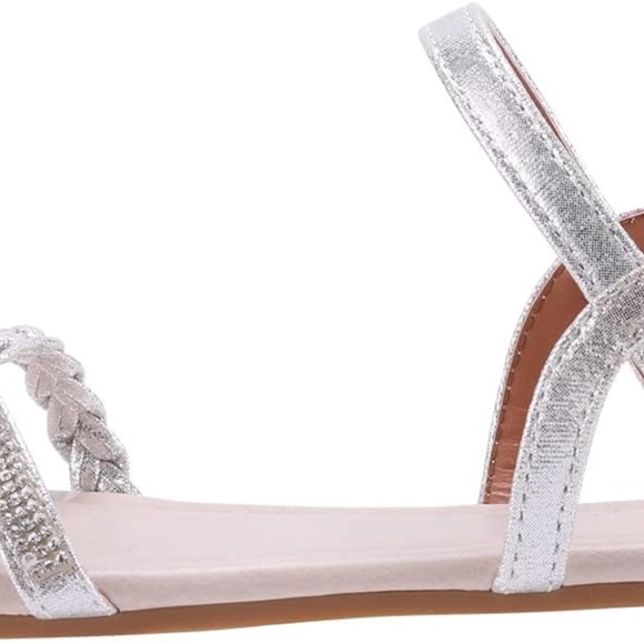 MUDAN Sparkly Silver Braided & Rhinestone Slingback Sandals - Size 9 - Picture 3 of 11